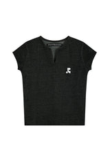 SLIT NECK T-SHIRT - BLACK
