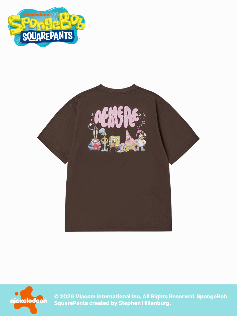 ADLV BUBBLE FONT SPONGEBOB SHORT SLEEVE T-SHIRT DARK BROWN
