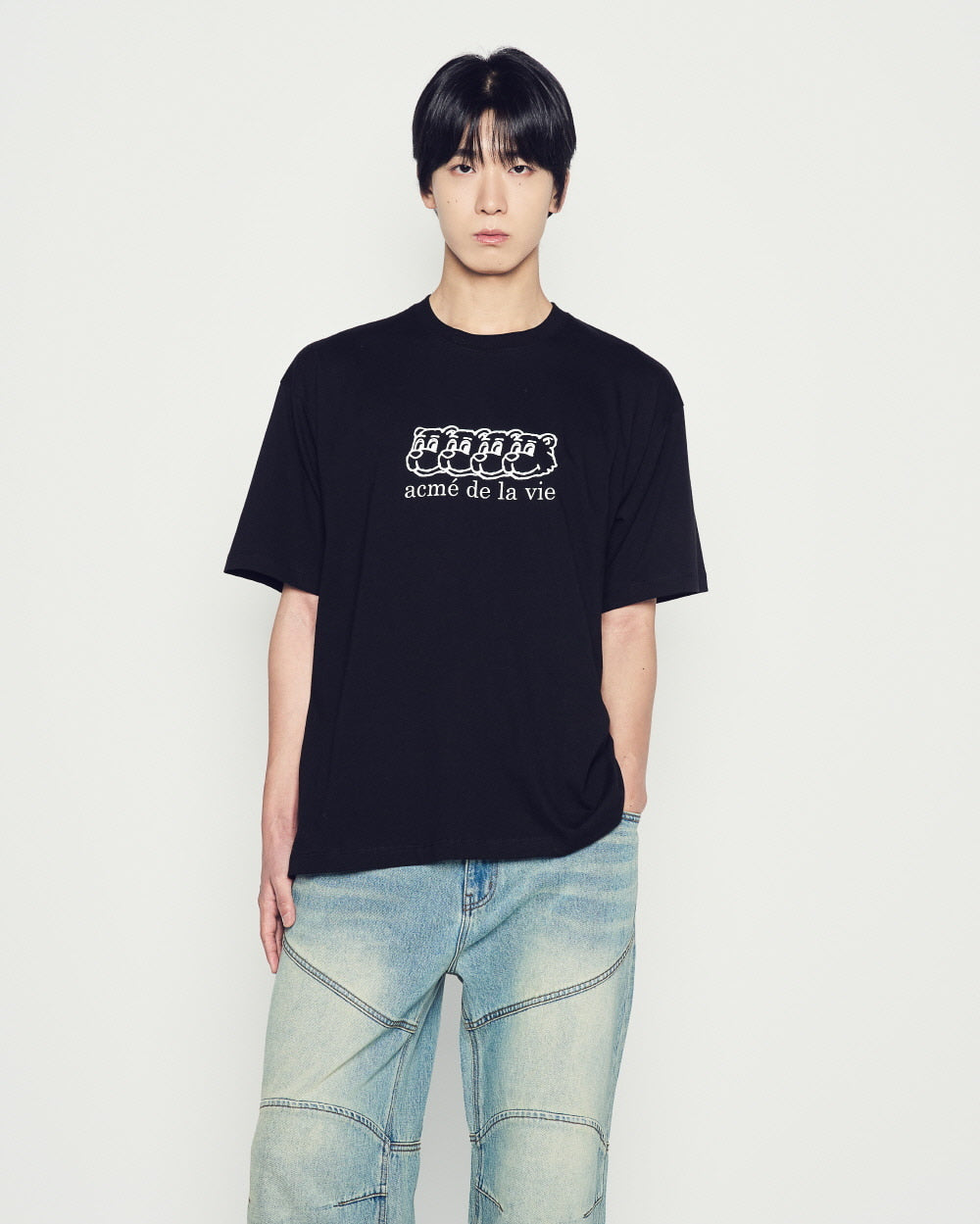 ADLV MULTI AC BEAR FACE LOGO SHORT SLEEVE T-SHIRT BLACK