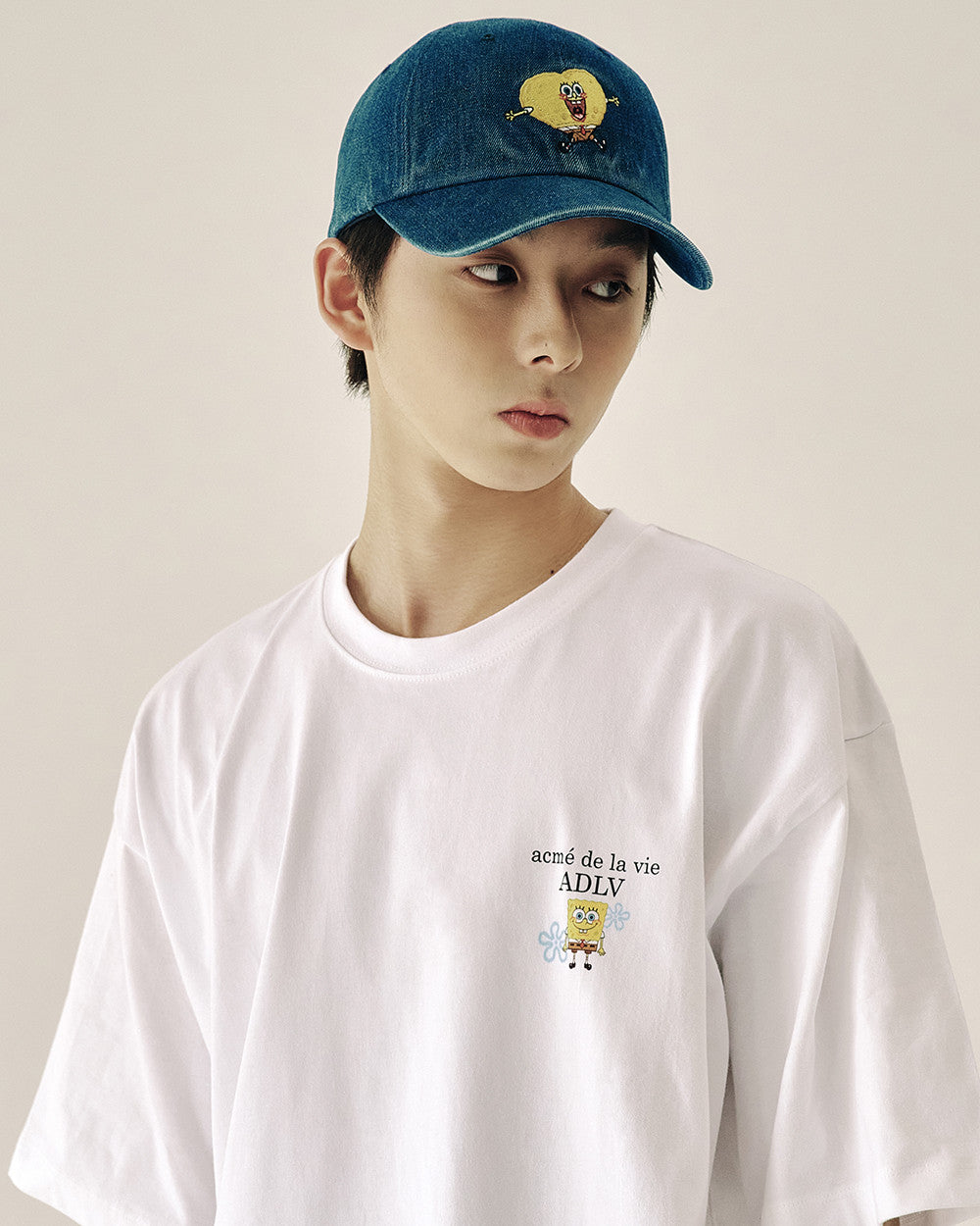 ADLV SPONGEBOB BASIC LOGO SHORT SLEEVE T-SHIRT WHITE