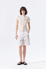 MATIN KIM SIDE SHIRRING BUTTON TOP IN CREAM