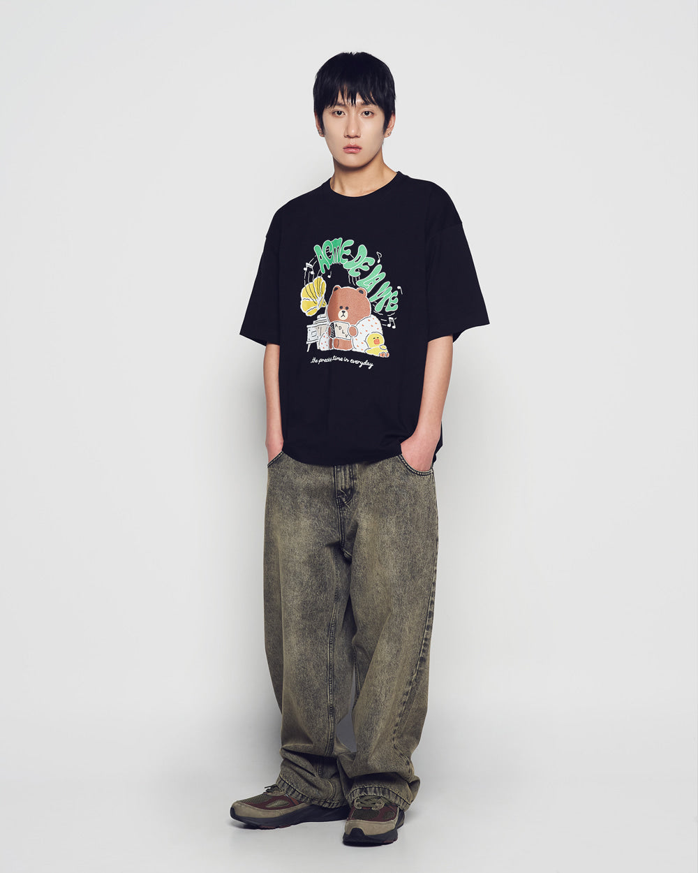 ADLV DAILY LINE FRIENDS SHORT SLEEVE T-SHIRT BLACK