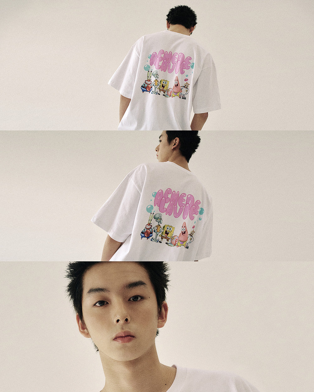 ADLV BUBBLE FONT SPONGEBOB SHORT SLEEVE T-SHIRT WHITE