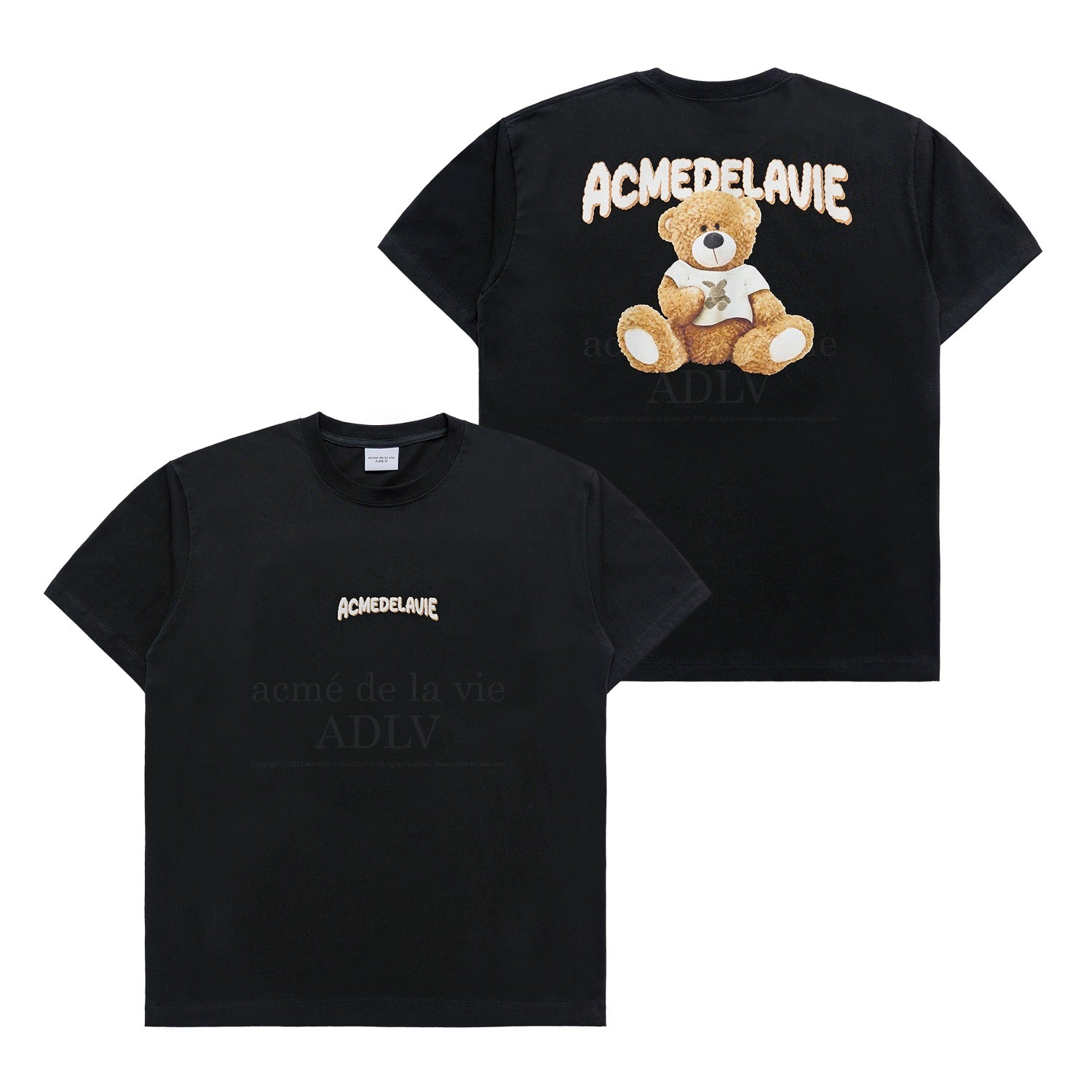 ADLV RABBIT T-SHIRT BEAR SHORT SLEEVE T-SHIRT BLACK