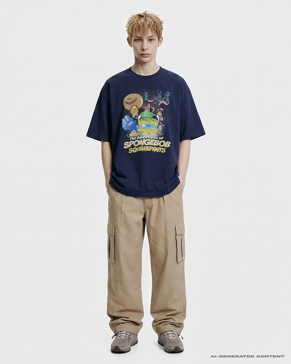 ADLV THE ADVENTURES OF SPONGEBOB SHORT SLEEVE T-SHIRT NAVY