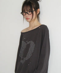 RONRON TYPE CAT OFF SHOULDER LONG SLEEVE CHARCOAL