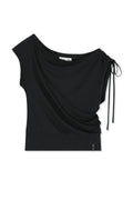 MATIN KIM DRAPED ASYMMETRIC SLEEVELESS TOP IN BLACK