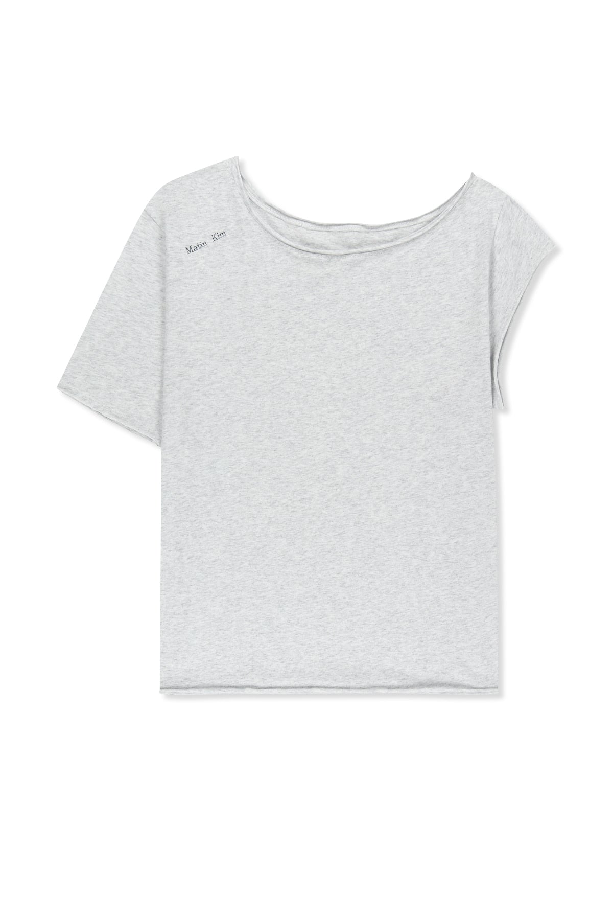 MATIN KIM ASYMMETRIC OFF SHOULDER TOP IN LIGHT GREY