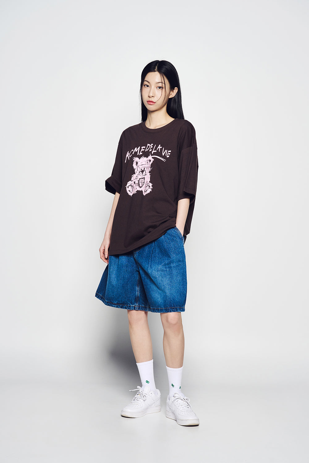 ADLV DRAWING BEAR SHORT SLEEVE T-SHIRT DARK BROWN