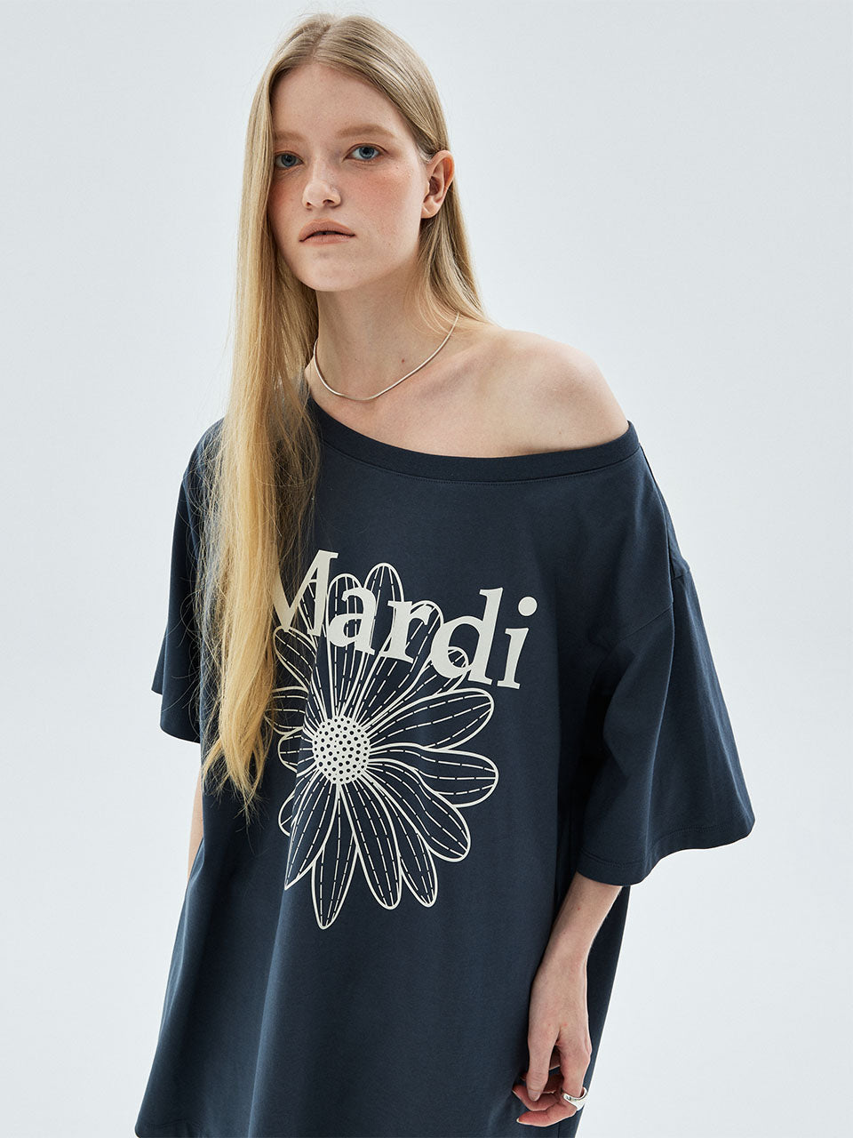 MARDI OVERSIZED TSHIRT OFF SHOULDER FLOWERMARDI_VINTAGENAVY