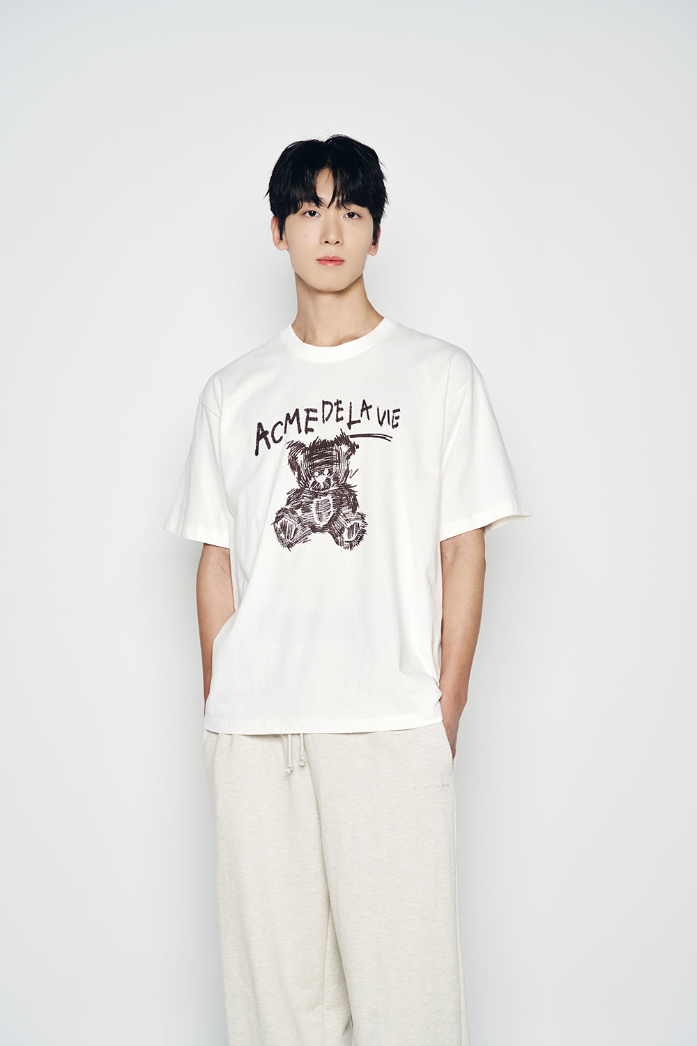ADLV DRAWING BEAR SHORT SLEEVE T-SHIRT CREAM