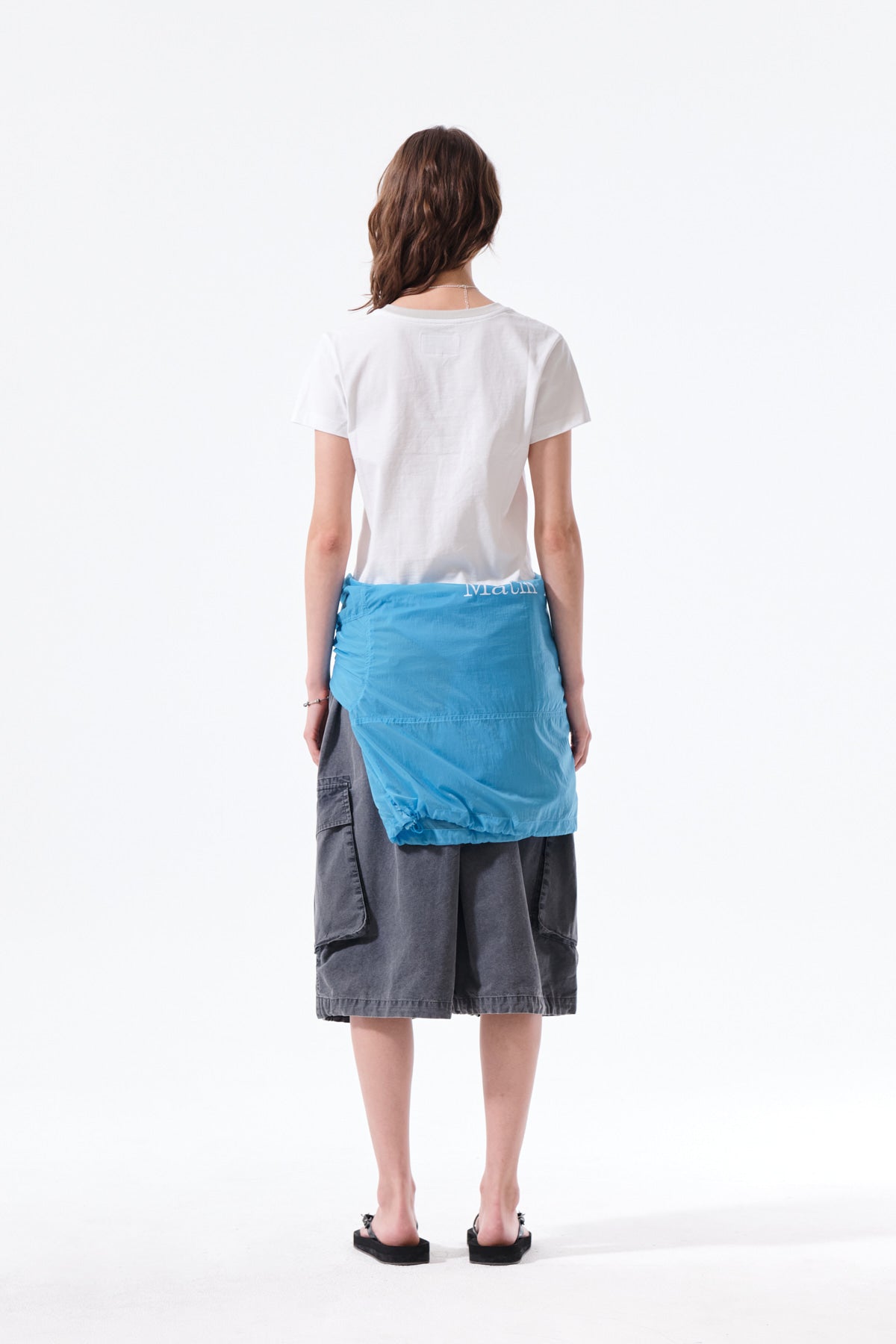 MATIN KIM TONAL RIB LOGO CROP TOP IN WHITE