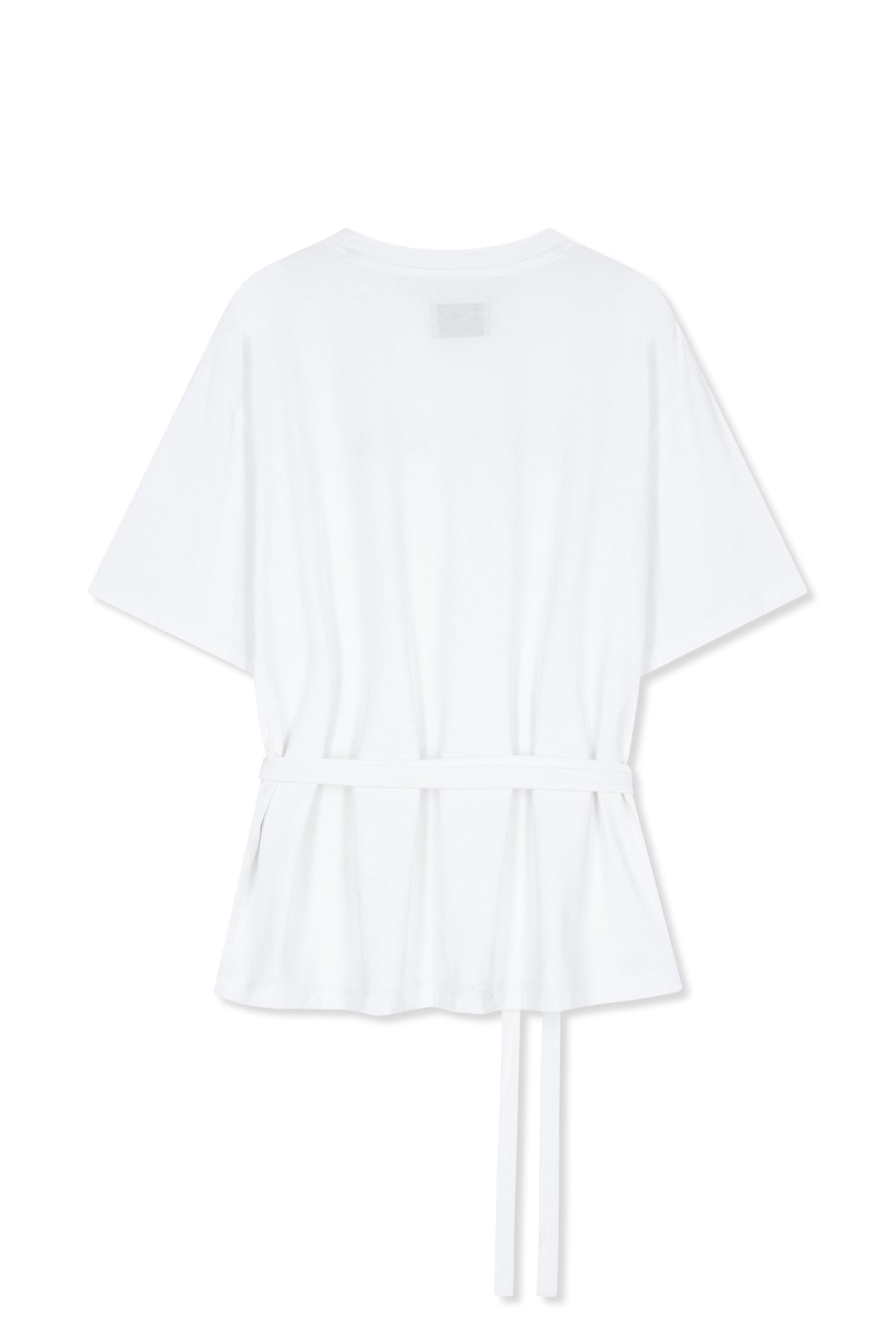 MATIN KIM TIE DETAIL DRAPED LOGO TOP IN WHITE