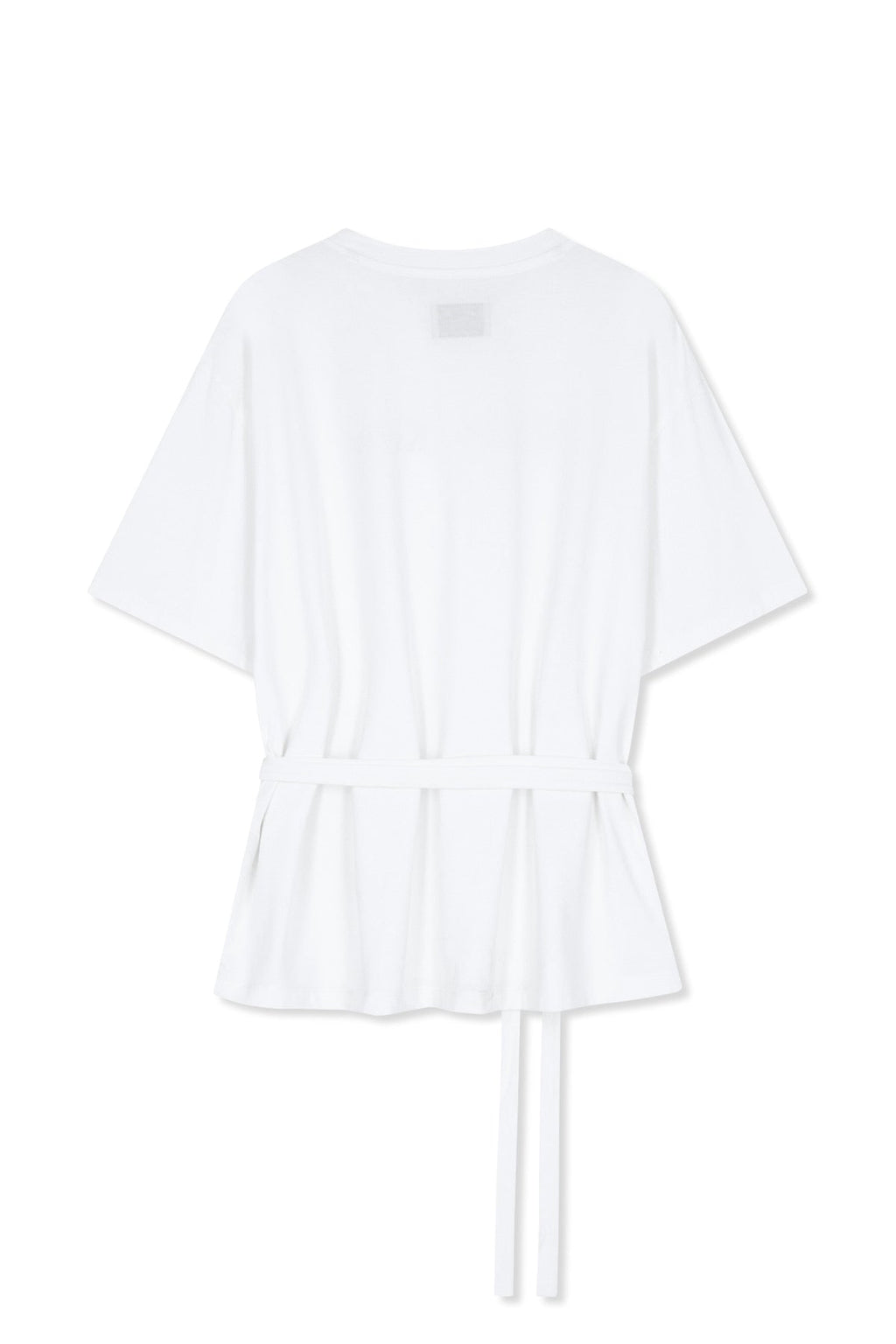 MATIN KIM TIE DETAIL DRAPED LOGO TOP IN WHITE