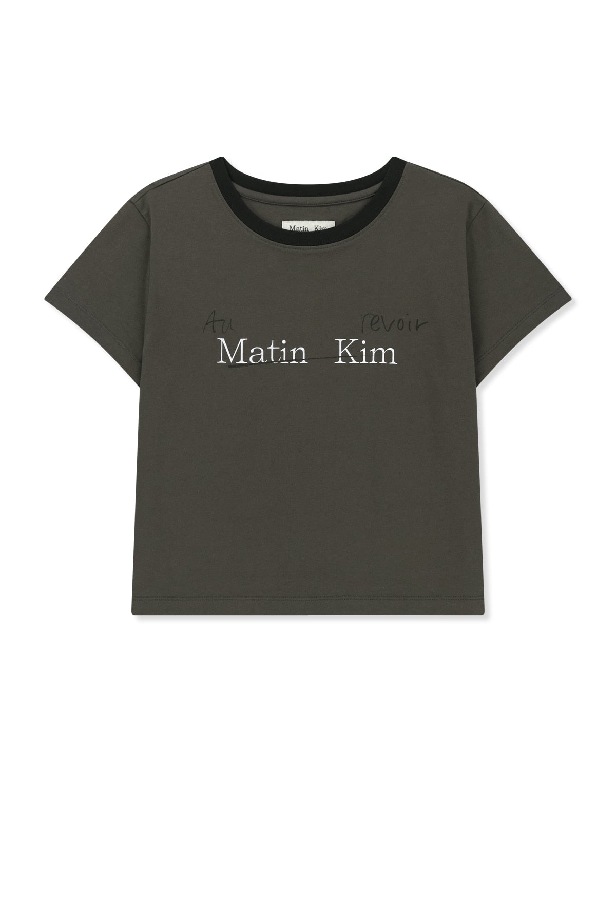 MATIN KIM TONAL RIB LOGO CROP TOP IN CHARCOAL