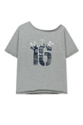 MATIN KIM MTK 16 GRAFFITI LOGO ASYMMETRIC TOP IN GREY