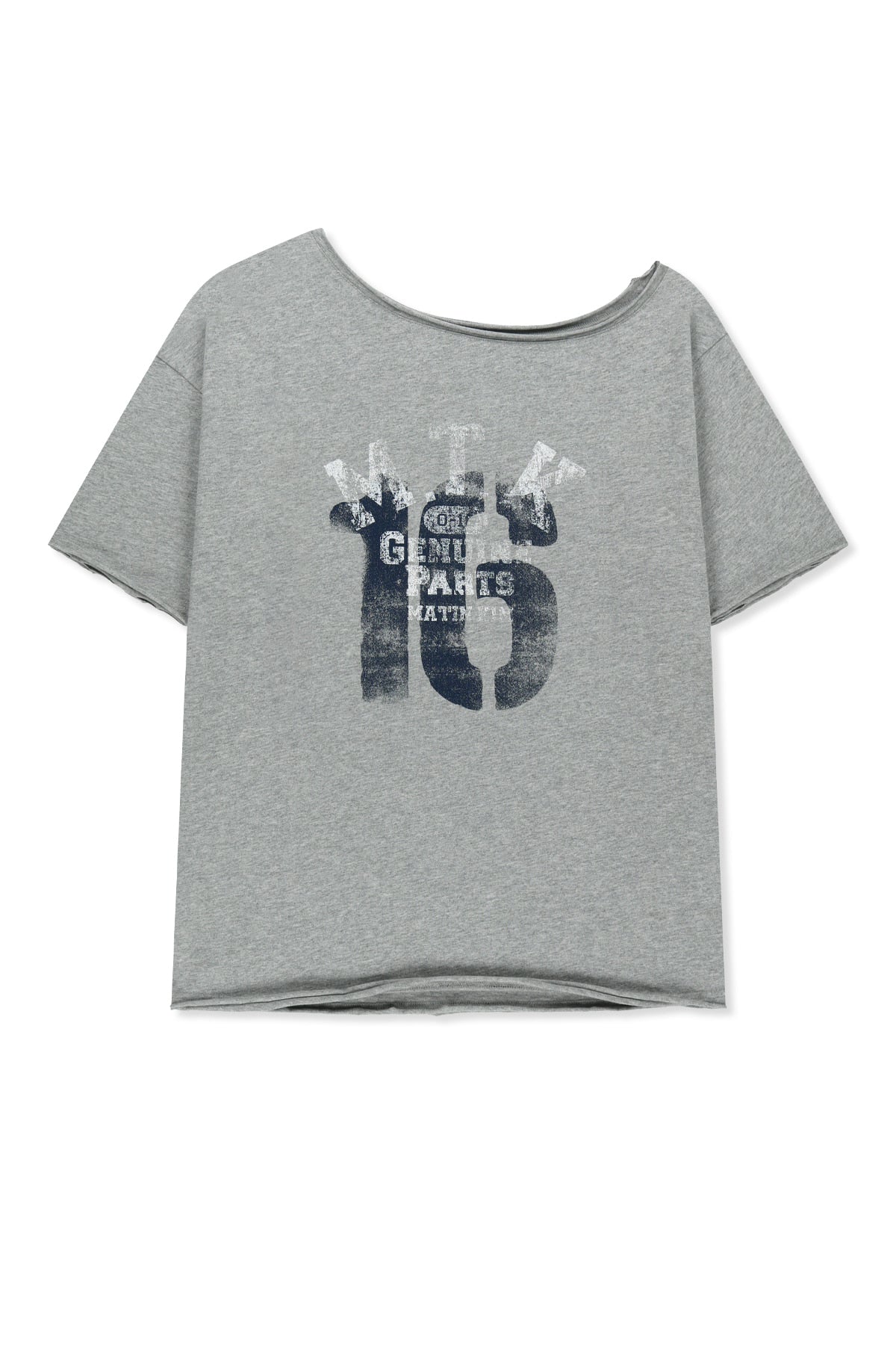 MATIN KIM MTK 16 GRAFFITI LOGO ASYMMETRIC TOP IN GREY