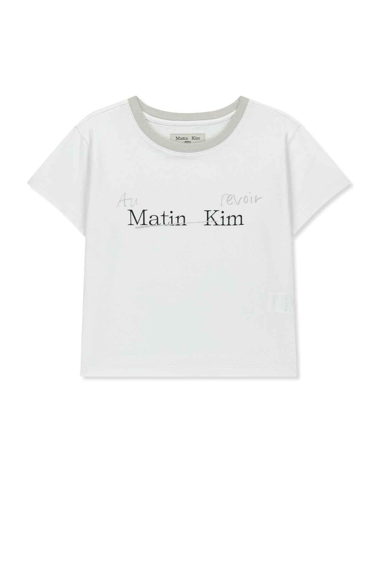 MATIN KIM TONAL RIB LOGO CROP TOP IN WHITE