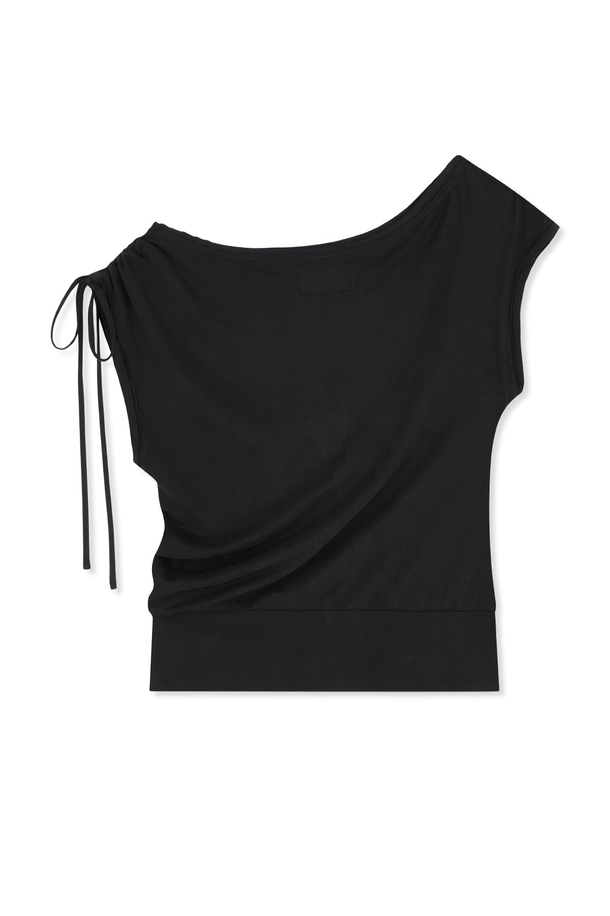 MATIN KIM DRAPED ASYMMETRIC SLEEVELESS TOP IN BLACK