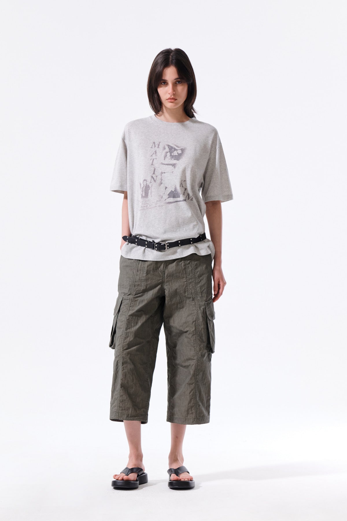 MATIN KIM PORTRAIT GRAFFITI LOGO TOP IN LIGHT GREY