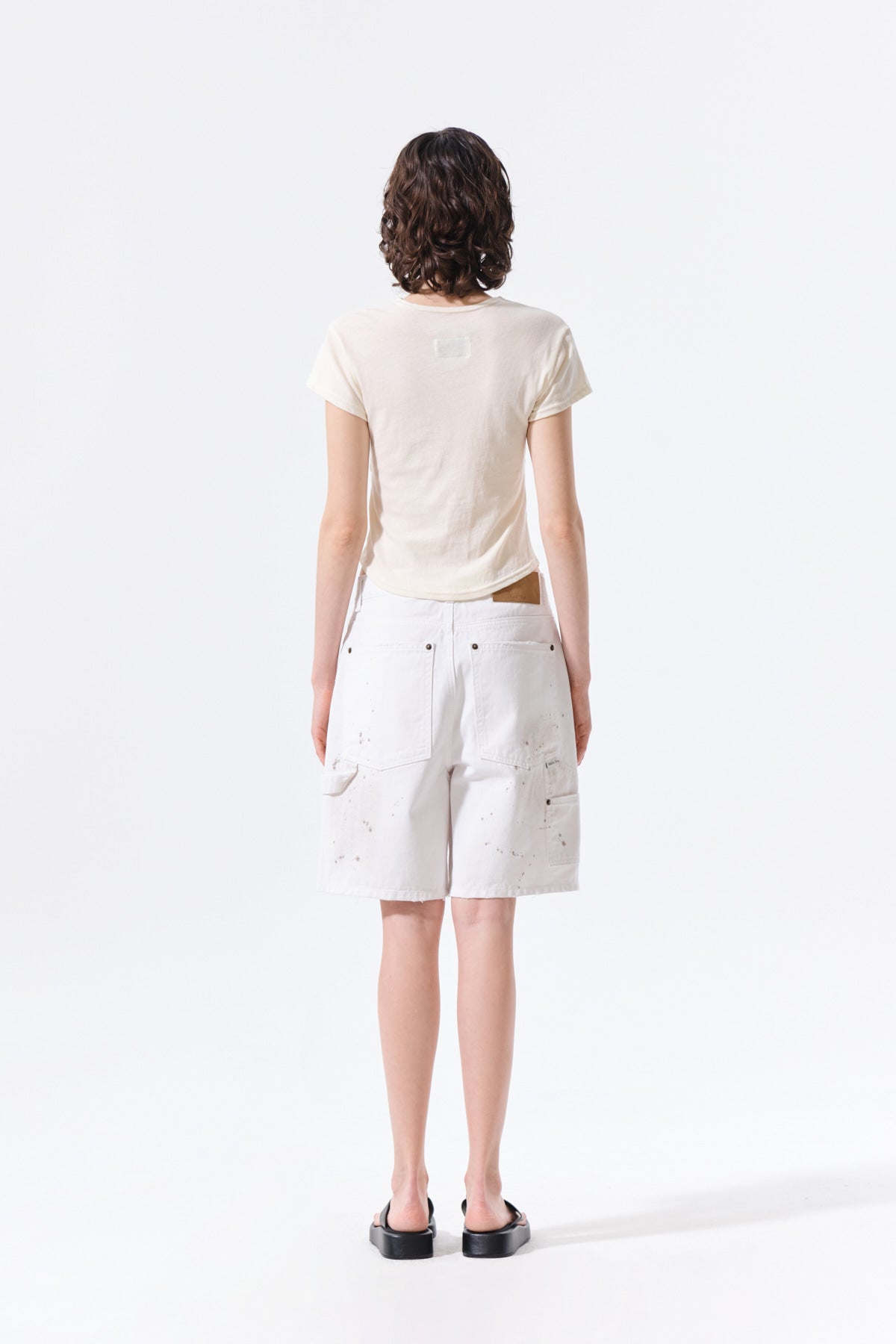 MATIN KIM SIDE SHIRRING BUTTON TOP IN CREAM