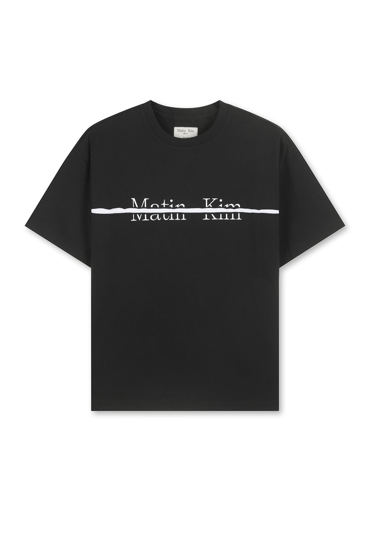 MATIN KIM CUTTED LOGO LAYERED TOP IN BLACK