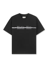 MATIN KIM CUTTED LOGO LAYERED TOP IN BLACK