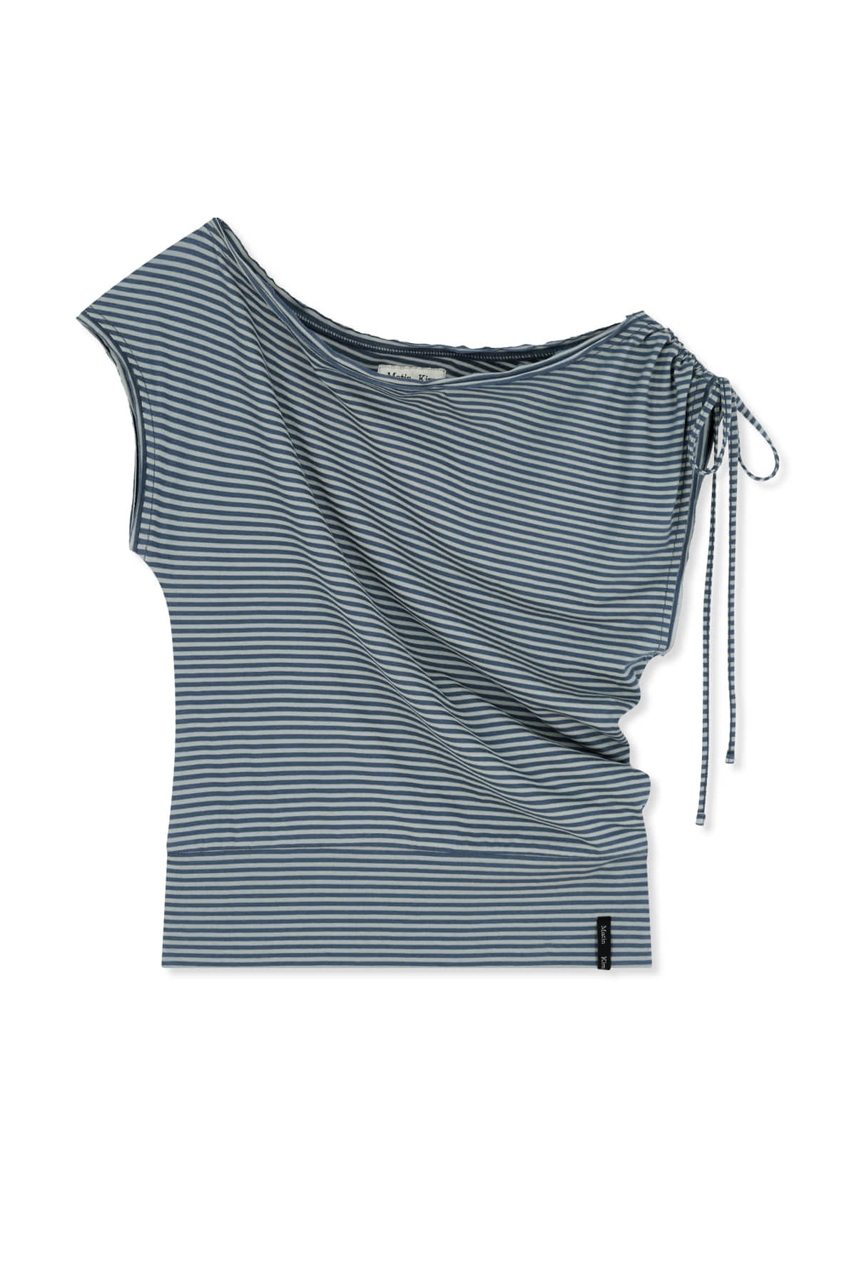 MATIN KIM DRAPED ASYMMETRIC SLEEVELESS TOP IN SMOKE BLUE