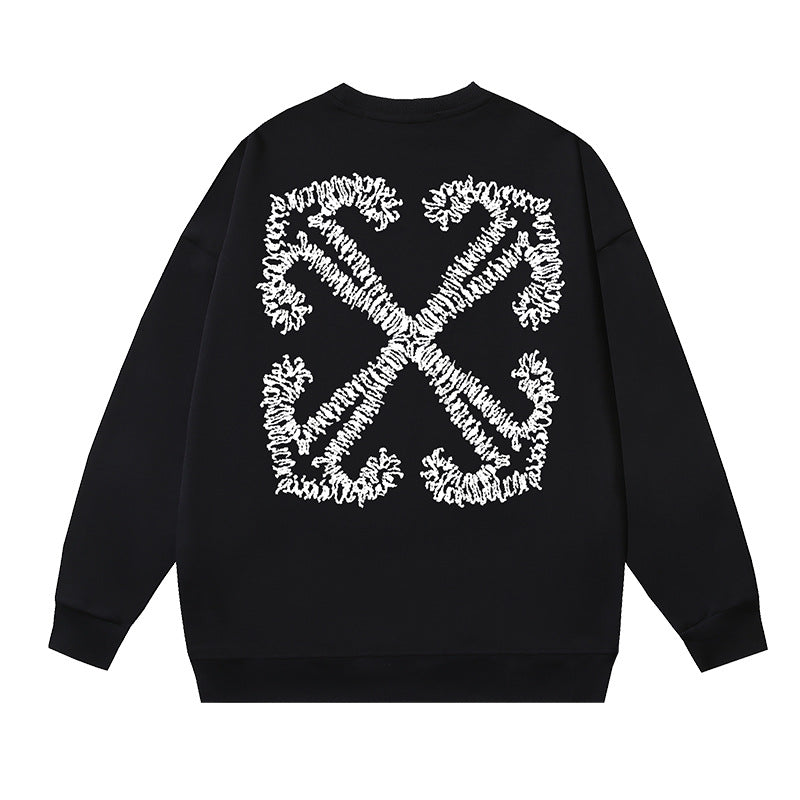 Off-White Black Dense Graffiti Typography Arrow Crewneck Sweatshirt