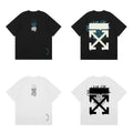 Off-White Teal Graffiti Arrow Cross Print Short Sleeve T-Shirt