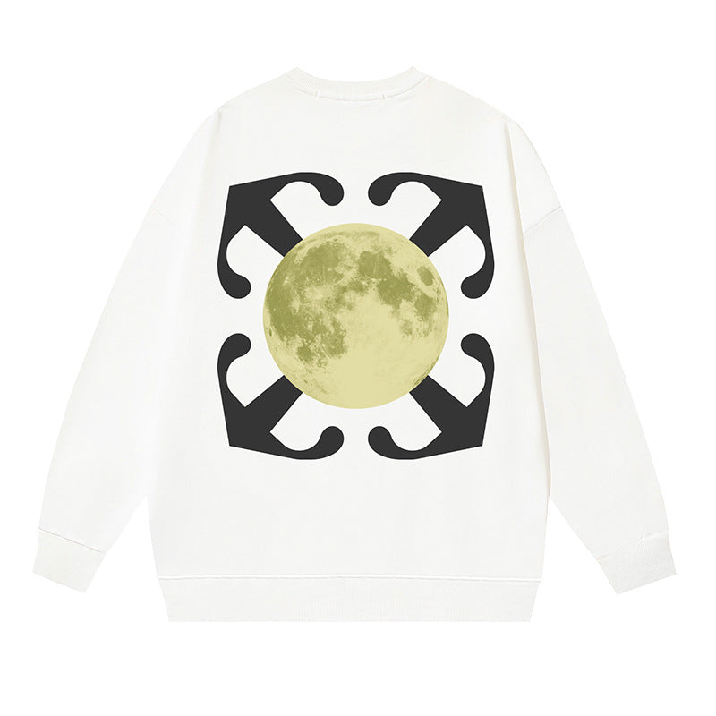Off-White Off-White White Full Moon Green Halo Arrow Crewneck Sweatshirt
