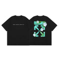 Off-White Green Floral Arrow Cross Print Short Sleeve T-Shirt