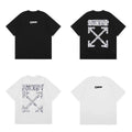 Off-White Glitter Crackle Arrow Cross Print Short Sleeve T-Shirt