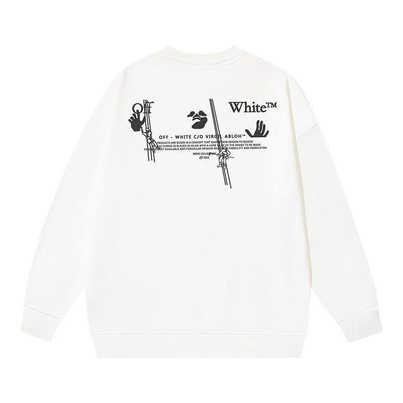 Off-White White Skeleton Hand Typography Arrow Crewneck Sweatshirt