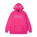 Syna World Hood Print Logo Oversized Fleece Hoodie (Hot Pink / White)