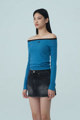 OFF-SHOULDER TOP - BLUE
