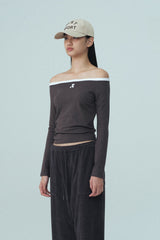 OFF-SHOULDER TOP - CHARCOAL