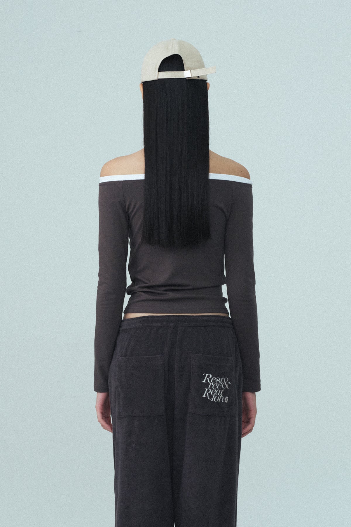 OFF-SHOULDER TOP - CHARCOAL