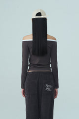 OFF-SHOULDER TOP - CHARCOAL