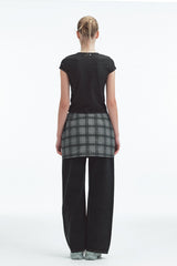 SLIT NECK T-SHIRT - BLACK