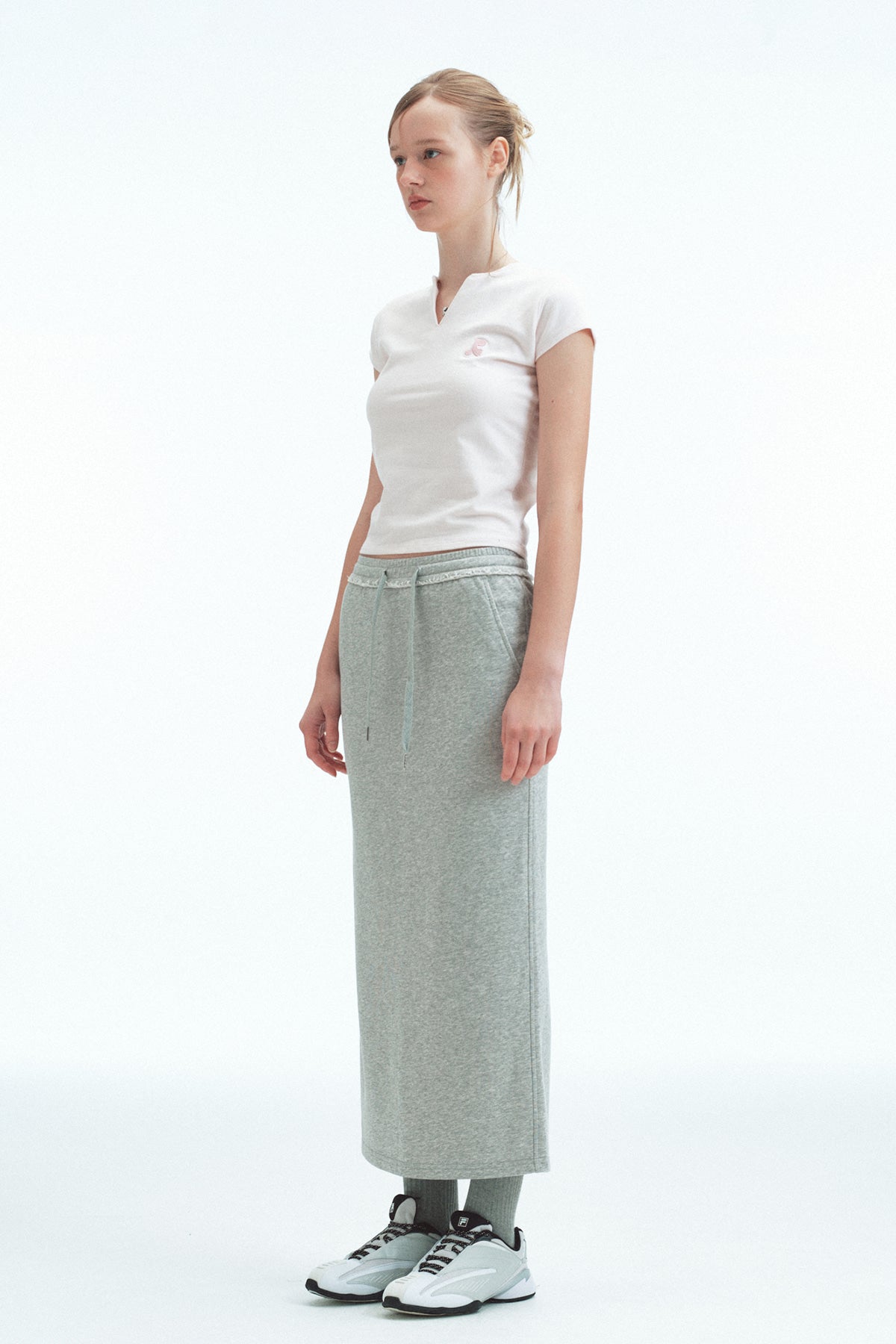 SLIT NECK T-SHIRT - PINK