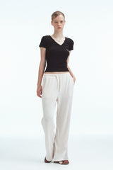 WRAP HALF SLEEVE TOP - BLACK