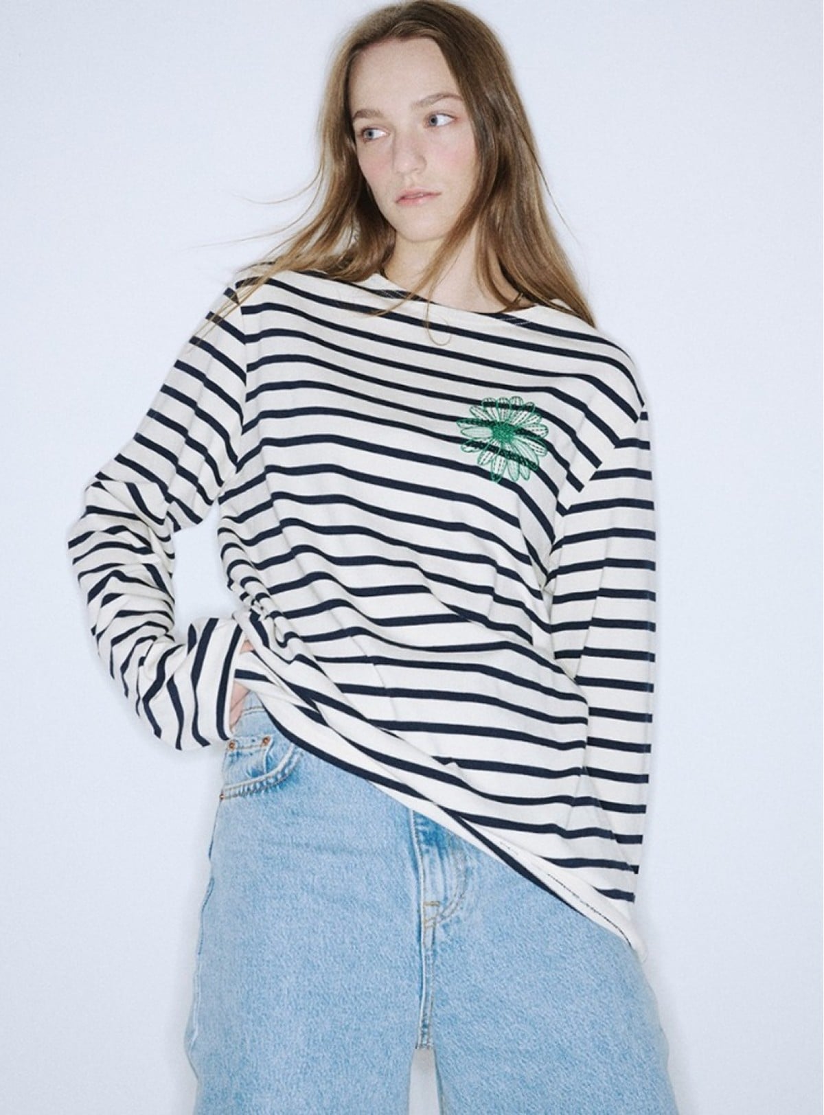 【IN STOCK】MARDI TSHIRT LONG SLEEVE STRIPE_IVORY GREEN