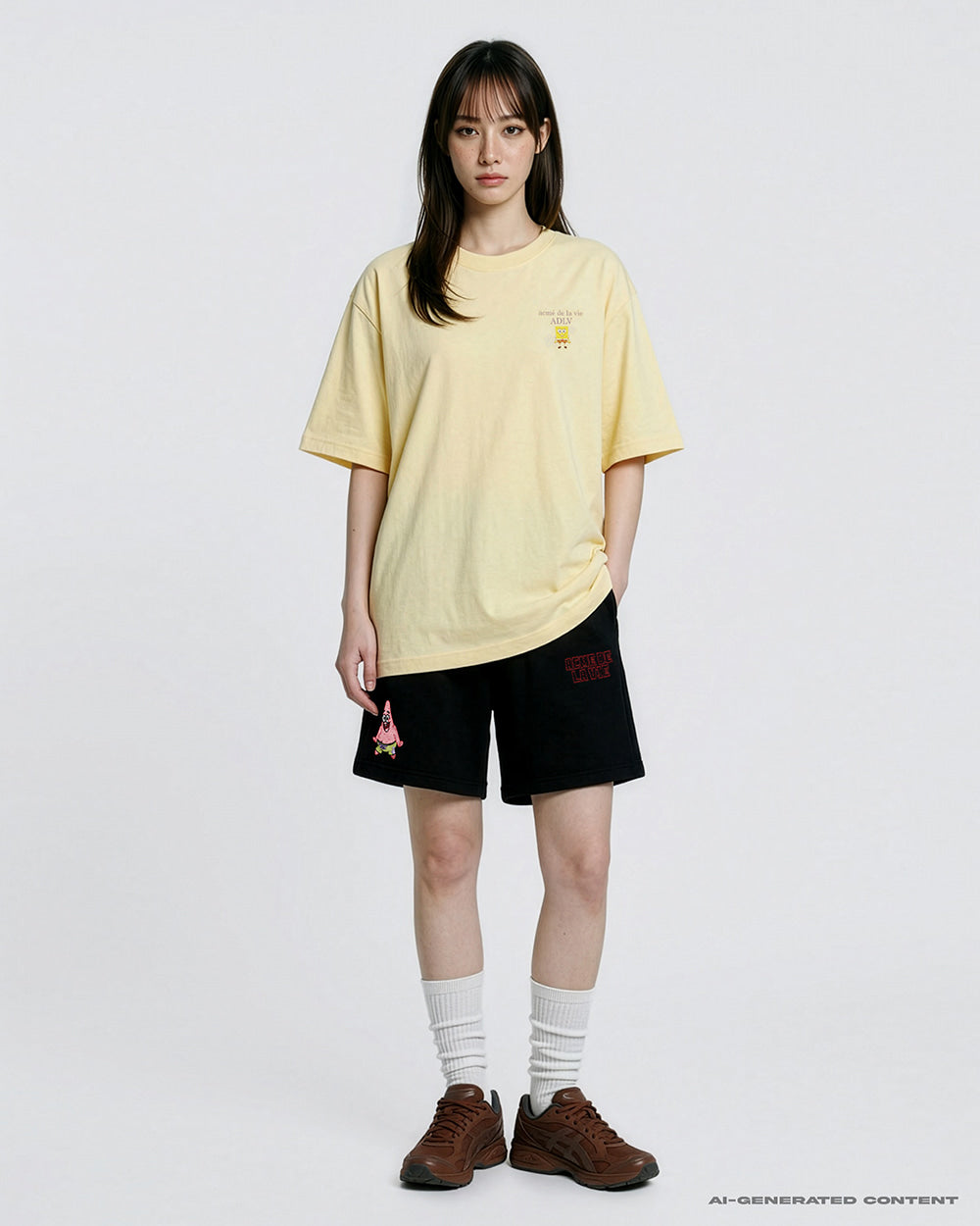 ADLV SPONGEBOB BASIC LOGO SHORT SLEEVE T-SHIRT LIGHT YELLOW