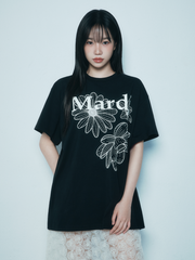 MARDI UNISEX TSHIRT TRIPLE FLOWER_BLACK IVORY [EXCLUSIVE]