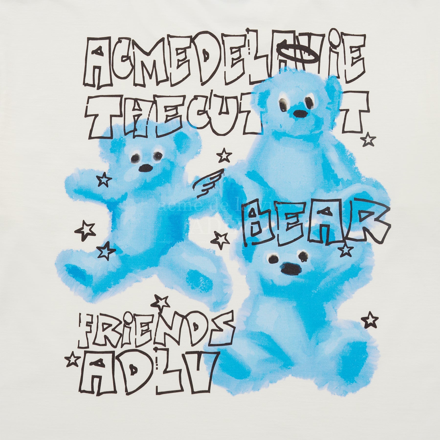 ADLV CRAYON THREE BEAR ARTWORK SHORT SLEEVE T-SHIRT CREAM