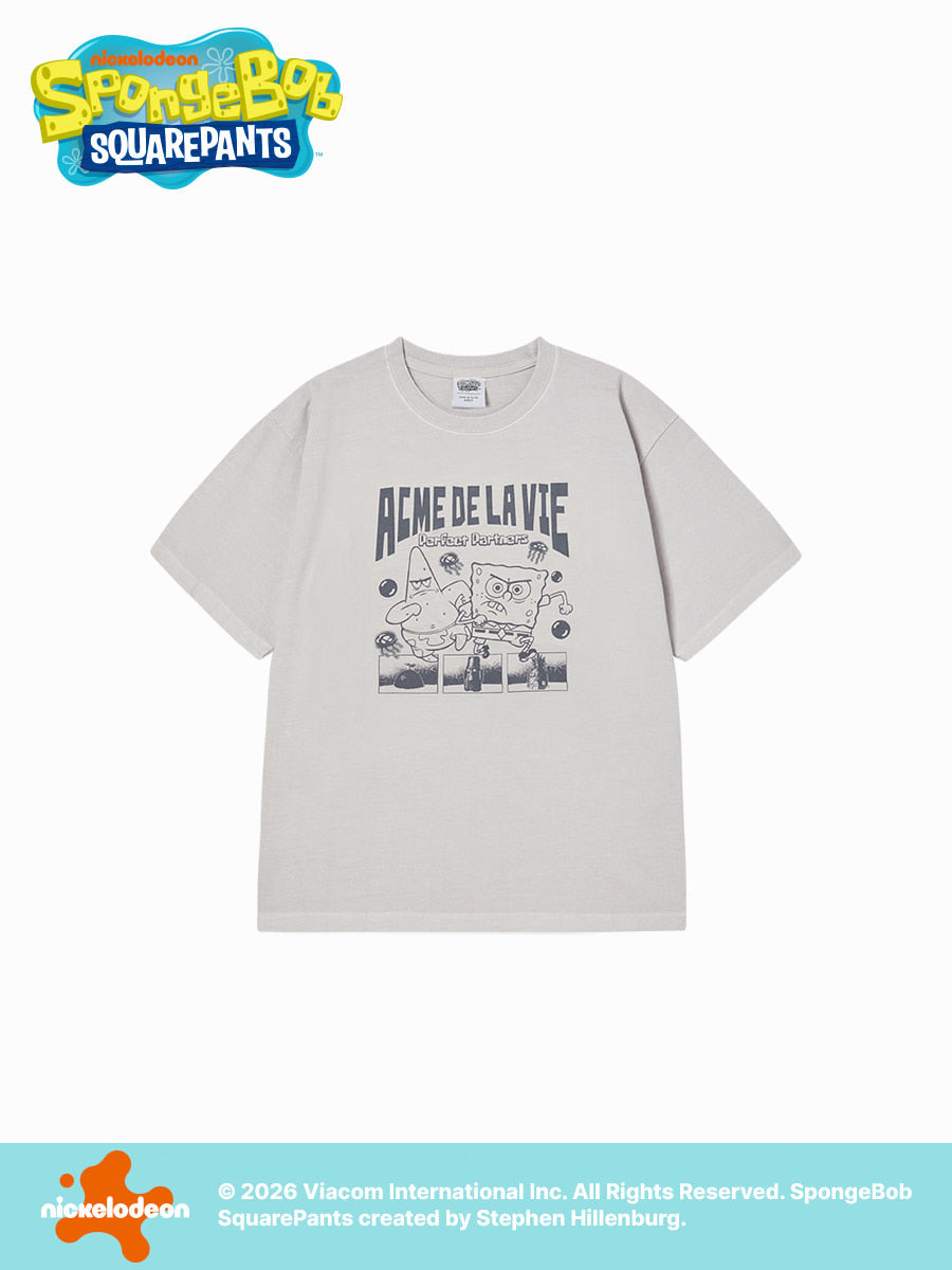 ADLV PERFECT PARTNER SPONGEBOB PIGMENT SHORT SLEEVE T-SHIRT LIGHT GRAY