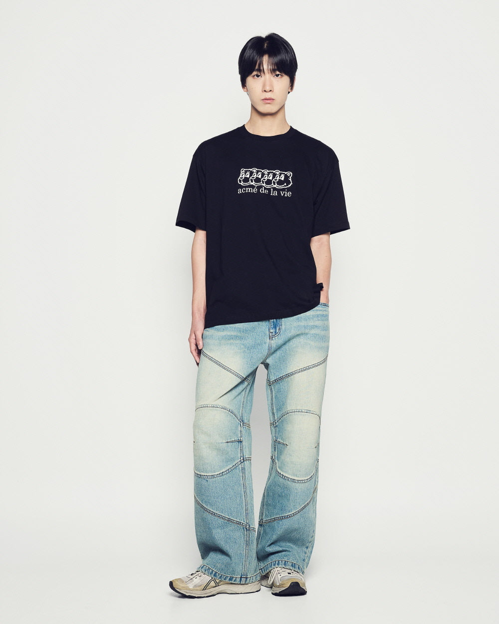 ADLV MULTI AC BEAR FACE LOGO SHORT SLEEVE T-SHIRT BLACK