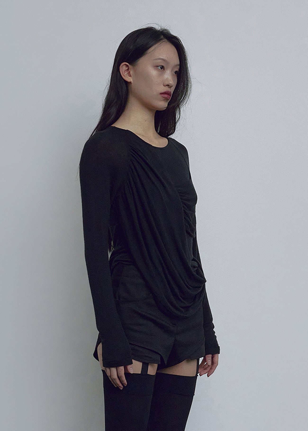 BOHEMSEO SOFT DRAPING T, BLACK