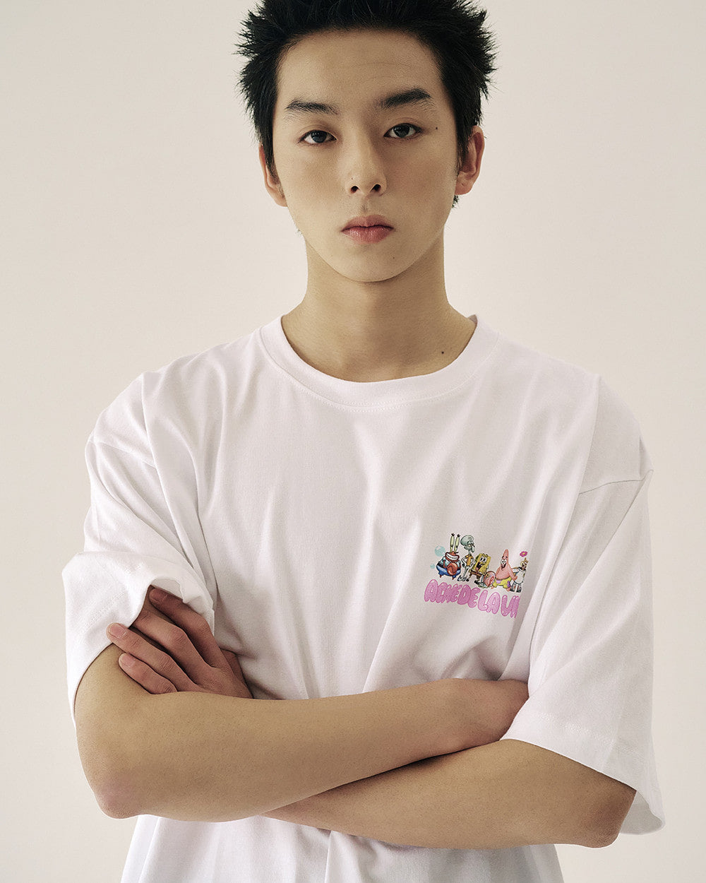 ADLV BUBBLE FONT SPONGEBOB SHORT SLEEVE T-SHIRT WHITE